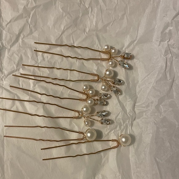 Set of 6 bridal hair pins - Picture 2 of 3
